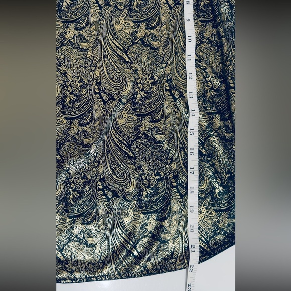 Marnie West Vintage 90’s Lamé Gold & Black Paisley Print Women’s Medium Top - Picture 5 of 11